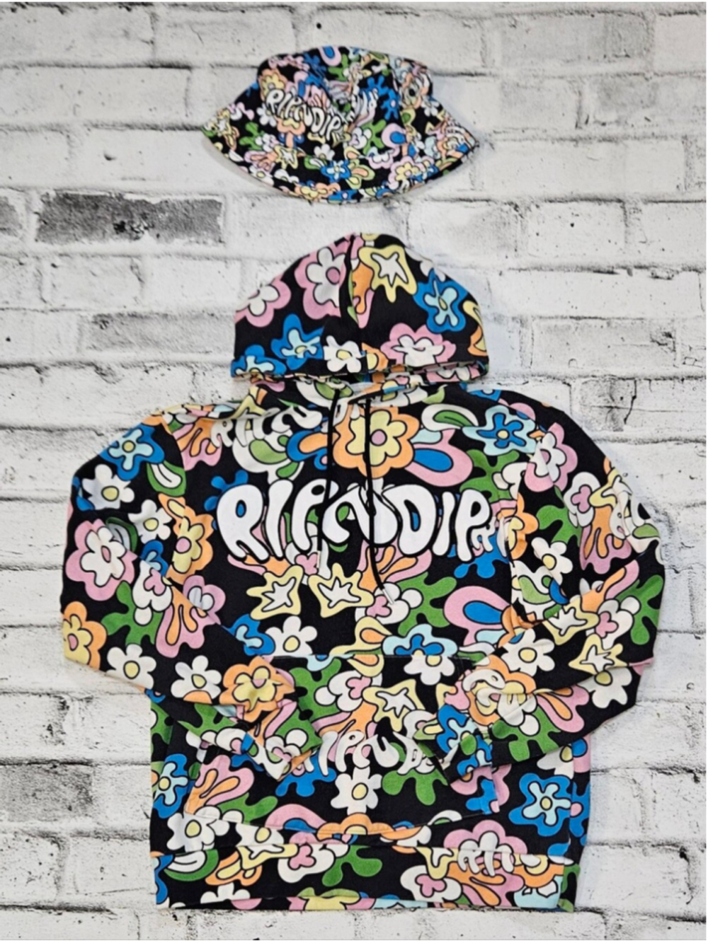 RIPNDIP Flower Child Hoodie Bucket Hat Set Small Psychedelic Floral Streetwear
